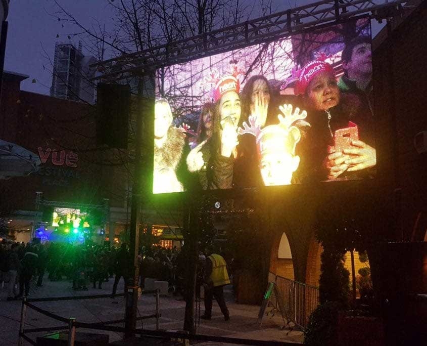 Video wall hire London Street scene